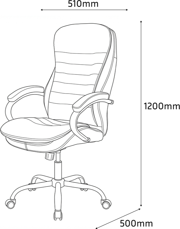 Fabrik Home N-24 TOMAS Office Chair, High Back Artificial Leather, Chrome Frame and 5-Star Base with Casters, 1200mm Height, Beige