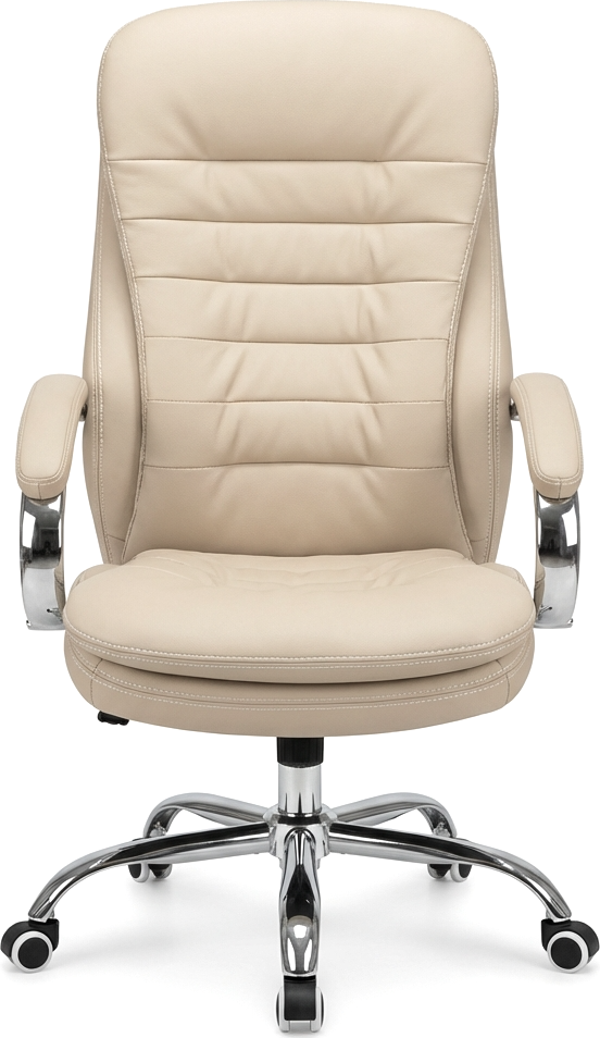 Fabrik Home N-24 TOMAS Office Chair, High Back Artificial Leather, Chrome Frame and 5-Star Base with Casters, 1200mm Height, Beige