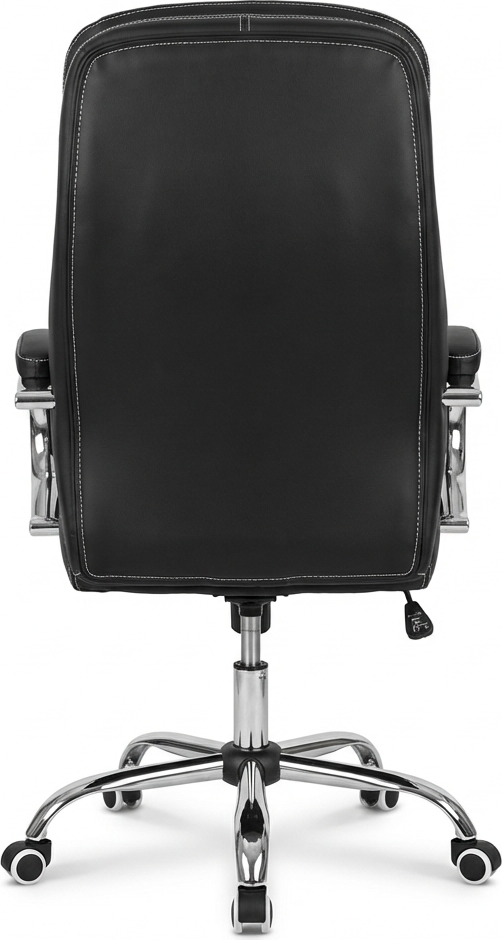 Fabrik Home N-24 TOMAS Office Chair, High Back Artificial Leather, Chrome Frame and 5-Star Base with Casters, 1200mm Height, Color: Black