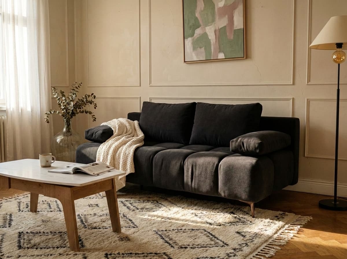 SidiM Di Magio Sofa Bed with Pantograph Mechanism, Fabric Upholstery, Polyurethane Foam and Serpentine Springs, 2000x960x960 mm, includes Linen Closet and Pillows