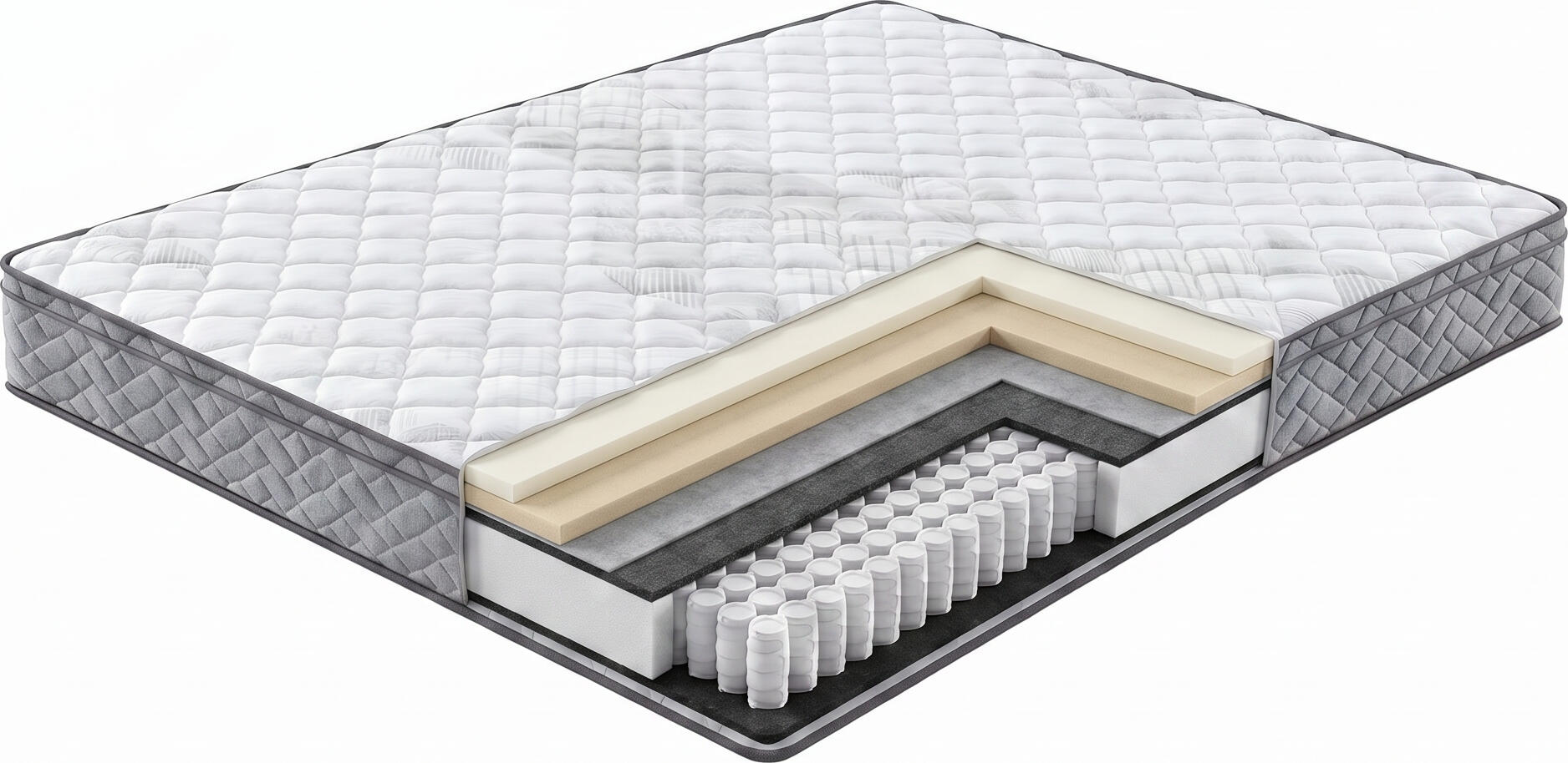 Interdepo EON HOME Orthopedic Mattress, Pocket Springs with Memory Foam and Polyurethane Foam, Medium Firmness, Removable Elastic Cover, 180x200x23 cm