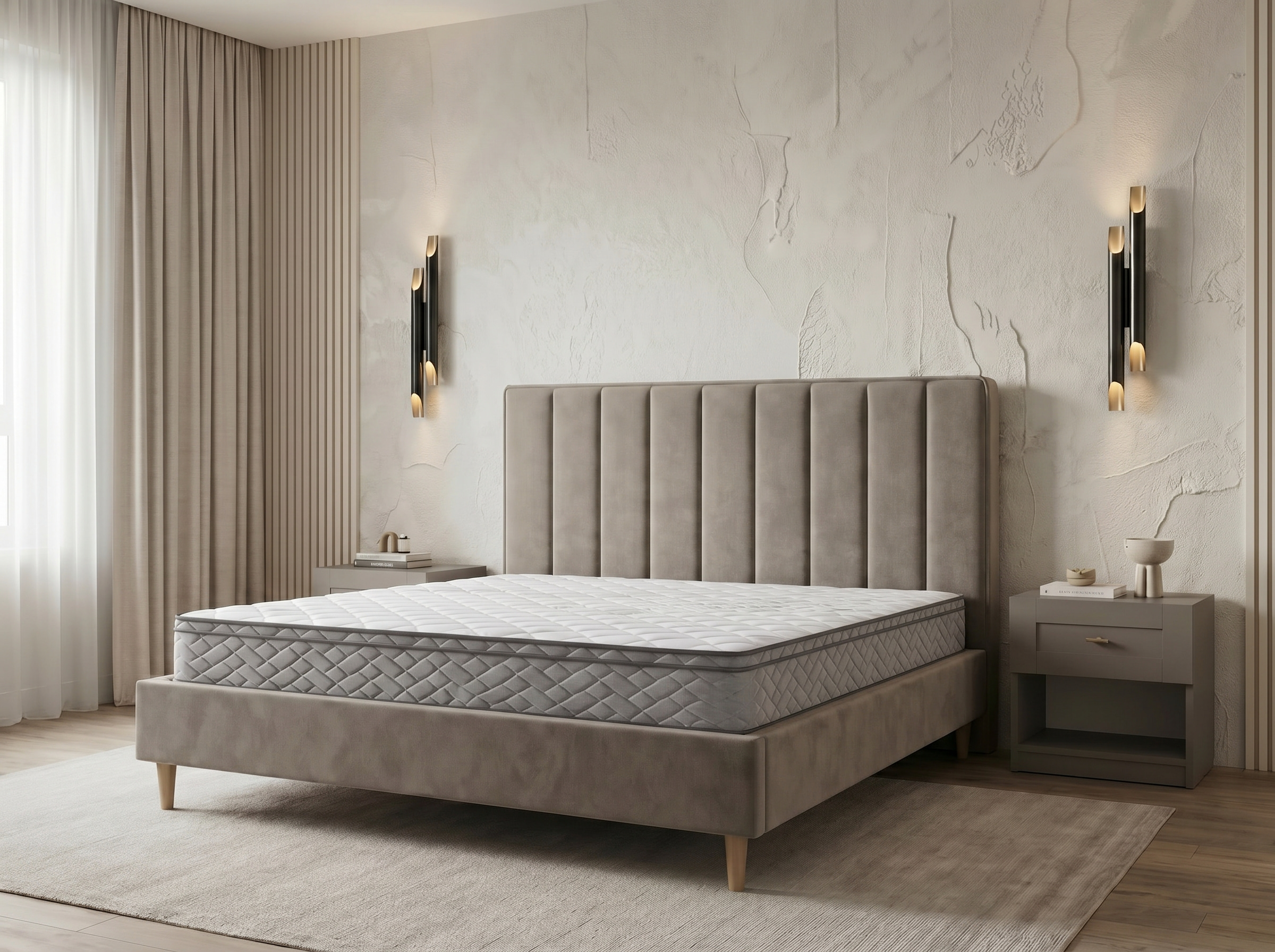 Interdepo EON HOME Orthopedic Mattress, Pocket Springs with Memory Foam and Polyurethane Foam, Medium Firmness, Removable Elastic Cover, 180x200x23 cm