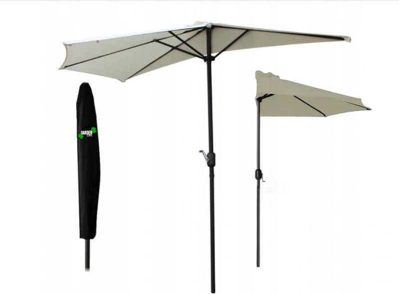 Chomik GAO5361 Semi-circular Balcony Umbrella, Beige Polyester, 2360mm Height, 270mm Width, Crank Handle, with Protective Cover