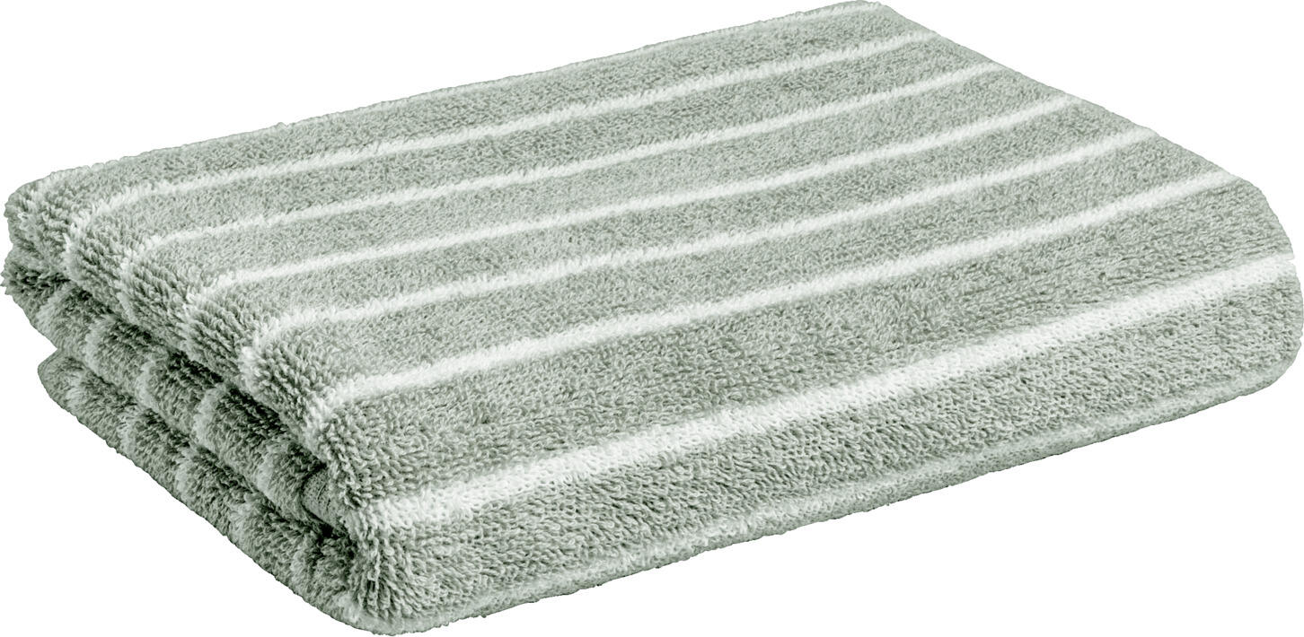Pulsiva Tinos Professional Hand Towel Set of 2, Grey-Green/White Striped, 100% Cotton Dense Terry Towelling, 50x100 cm, 450 g/m², OEKO-TEX Standard 100 Certified