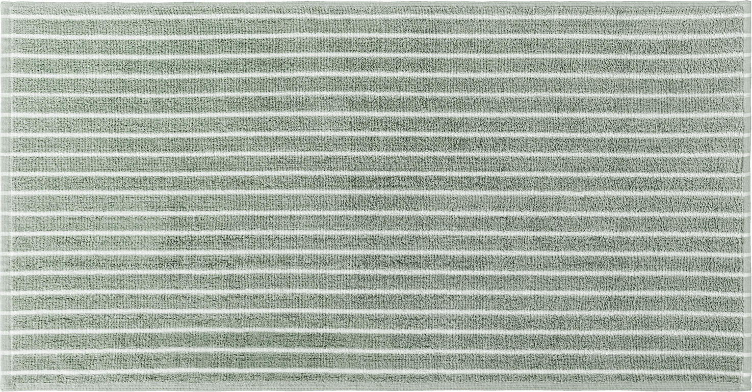 Pulsiva Tinos Professional Hand Towel Set of 2, Grey-Green/White Striped, 100% Cotton Dense Terry Towelling, 50x100 cm, 450 g/m², OEKO-TEX Standard 100 Certified