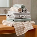 Set de 2 prosoape de maini Pulsiva Tinos profesionale, bej/alb, 100% bumbac, terry dens, 50x100 cm, 450 g/m², Certificare OEKO-TEX Standard 100