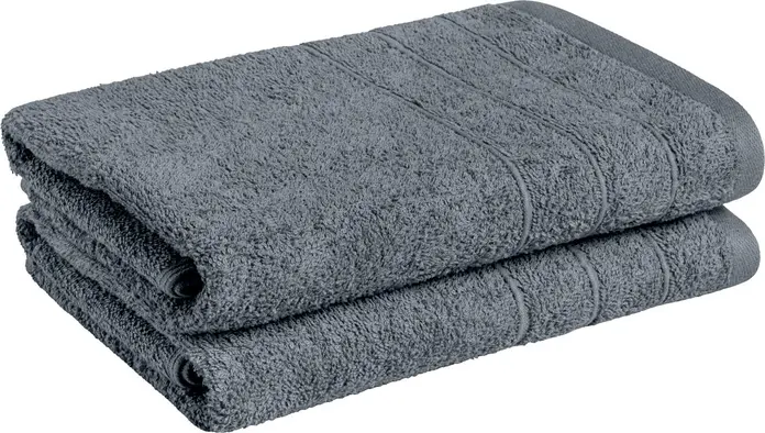 Set de 2 prosoape de baie PULSIVA LUSINI Solutions GmbH Samos, Gri, 100x150 cm, 100% bumbac terry, 450 g/m², Oeko Tex Standard 100
