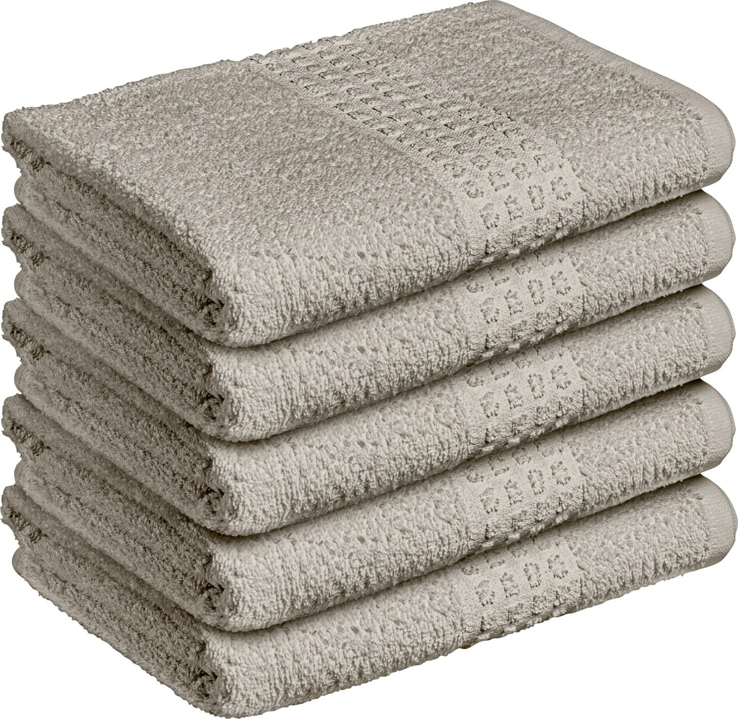 Set de 5 prosoape de mana Pulsiva Paros, 100% bumbac, buclate, 50x100 cm, Gri, OEKO-TEX Standard 100, Absorbante si Rapid de Uscat