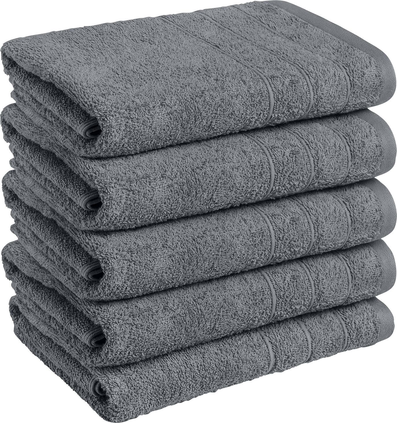 PULSIVA Samos Hotel Quality Cotton Terry Towels, Grey, 450 g/m², OEKO-TEX Standard 100, Soft and Durable, Set of 5 Pieces