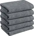 PULSIVA Samos Hotel Quality Cotton Terry Towels, Grey, 450 g/m², OEKO-TEX Standard 100, Soft and Durable, Set of 5 Pieces
