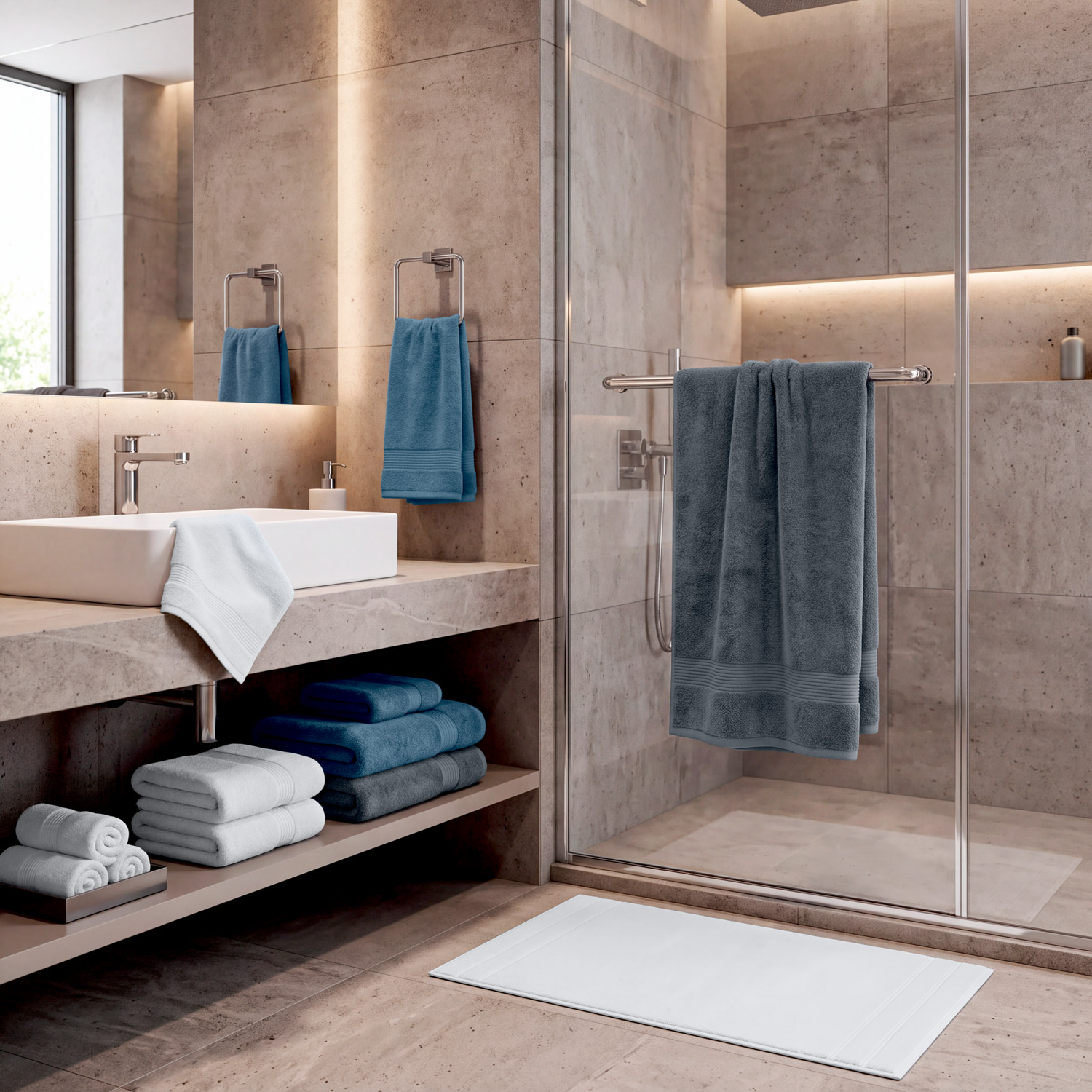 Prosoape PULSIVA Samos Calitate Hotel, Bumbac Terry 450 g/m², Standard OEKO-TEX 100, Moale și Durabile, Set de 2 piese, 70 x 140 cm