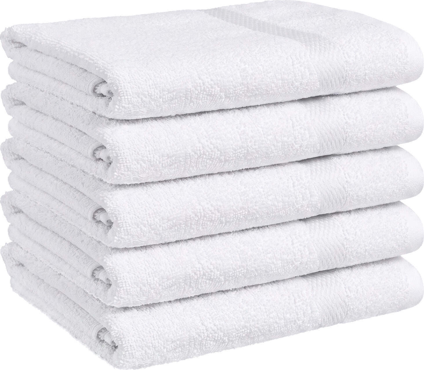 PULSIVA Capri Hand Towel Set of 5 Pieces, White Terry Towelling, 50x100 cm, 86% Cotton 14% Polyester, OEKO-TEX Standard 100, Hotel and Catering Quality