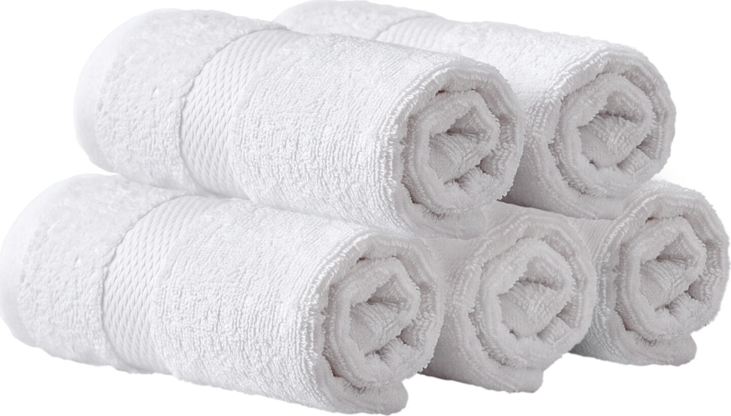 Prosop de fata PULSIVA Capri, 30x30 cm, Alb, Frotir, Amestec de Bumbac, OEKO-TEX Standard 100, Set de 5 piese