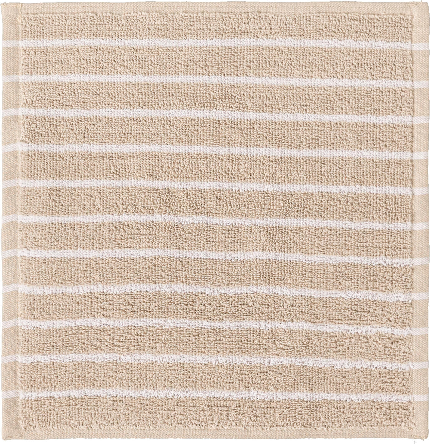 PULSIVA LUSINI Solutions GmbH Face towel Tinos Seiftuch Tinos Face towel Tinos; 30x30 cm (WxL); beige/white; 5 piece / pack Seiftuch Tinos; 30x30 cm (BxL); beige/weiß; 5 Stück / Pack 100 % cotton. Weight approx. 450 g/m². The Tinos soap cloth made of 100% cotton is a reliable solution for guest WCs, hotel rooms and spa areas. With its dense terry towelling quality of approx. 450 g/m², it is pleasantly soft, absorbent and robust - ideal for areas with frequent textile changes and many guests. The modern striped design is created by colour-fast cotton fibres dyed in the yarn, which retain a clear appearance even after many washes. The pre-wash gives the soap cloth a soft feel and ensures that it hardly shrinks in practical use. The Tinos range is Ökotex tested, which offers additional safety for businesses that value tested materials. Tinos is particularly impressive in everyday professional use thanks to its easy handling: the small format saves space, can be folded quickly and is easy to store. The robust structure ensures that the soap cloth can withstand intensive washing cycles without losing its shape. Whether in guest rooms, spa rooms, cosmetic areas or company washrooms - the Tinos soap towel contributes to a uniform, modern appearance. Personalisation possible. Important features at a glance: * 100% cotton in dense terry towelling quality * approx. 450 g/m² - pleasantly voluminous and absorbent * Modern striped look thanks to dyed cotton yarns * Oekotex tested * Soft right from the start thanks to pre-wash * Dimensionally stable and durable with daily use * Ideal for hotels, guest houses, spa areas and washrooms 100 % Baumwolle. Gewicht ca. 450 g/m². Das Seiftuch Tinos aus 100 % Baumwolle ist eine zuverlässige Lösung für Gäste WCs, Hotelzimmer und Spa Bereiche. Mit der dichten Walkfrottierqualität von ca. 450 g/m² ist es angenehm weich, saugfähig und robust – ideal für Bereiche mit häufigem Textilwechsel und vielen Gästen. Das moderne Streifendesign entsteht durch farbechte, im Garn eingefärbte Baumwollfasern, die auch nach vielen Wäschen eine klare Optik behalten. Die Vorwäsche verleiht dem Seiftuch einen weichen Griff und sorgt dafür, dass es im praktischen Einsatz kaum einläuft. Die Serie Tinos  ist Ökotex geprüft, was zusätzliche Sicherheit für Betriebe bietet, die Wert auf geprüfte Materialien legen. Gerade im professionellen Alltag überzeugt Tinos durch einfache Handhabung: Das kleine Format spart Platz, lässt sich schnell falten und gut lagern. Die robuste Struktur sorgt dafür, dass das Seiftuch auch intensiven Wäschezyklen standhält, ohne seine Form zu verlieren. Ob in Gästezimmern, Spa Räumen, Kosmetikbereichen oder betrieblichen Sanitärräumen – das Seiftuch Tinos trägt zu einem einheitlichen, modernen Erscheinungsbild bei. Personalisierung möglich. Wichtige Merkmale auf einen Blick: * 100 % Baumwolle in dichter Walkfrottierqualität * ca. 450 g/m² – angenehm voluminös und saugfähig * Moderne Streifenoptik durch eingefärbte Baumwollgarne * Ökotex geprüft * Von Anfang an weich dank Vorwäsche * Formstabil und langlebig bei täglicher Nutzung * Ideal für Hotels, Pensionen, Spa Bereiche und Sanitärräume