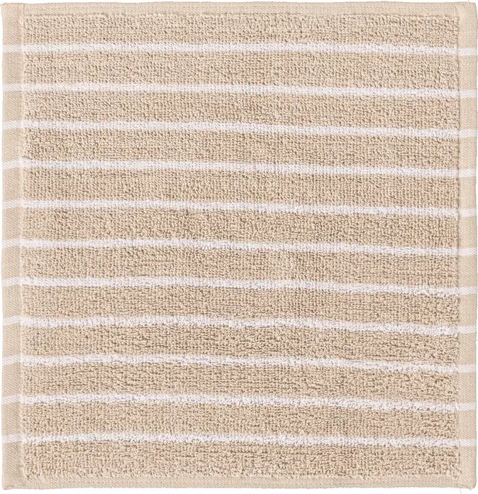 PULSIVA LUSINI Solutions GmbH Face towel Tinos Seiftuch Tinos Face towel Tinos; 30x30 cm (WxL); beige/white; 5 piece / pack Seiftuch Tinos; 30x30 cm (BxL); beige/weiß; 5 Stück / Pack 100 % cotton. Weight approx. 450 g/m². The Tinos soap cloth made of 100% cotton is a reliable solution for guest WCs, hotel rooms and spa areas. With its dense terry towelling quality of approx. 450 g/m², it is pleasantly soft, absorbent and robust - ideal for areas with frequent textile changes and many guests. The modern striped design is created by colour-fast cotton fibres dyed in the yarn, which retain a clear appearance even after many washes. The pre-wash gives the soap cloth a soft feel and ensures that it hardly shrinks in practical use. The Tinos range is Ökotex tested, which offers additional safety for businesses that value tested materials. Tinos is particularly impressive in everyday professional use thanks to its easy handling: the small format saves space, can be folded quickly and is easy to store. The robust structure ensures that the soap cloth can withstand intensive washing cycles without losing its shape. Whether in guest rooms, spa rooms, cosmetic areas or company washrooms - the Tinos soap towel contributes to a uniform, modern appearance. Personalisation possible. Important features at a glance: * 100% cotton in dense terry towelling quality * approx. 450 g/m² - pleasantly voluminous and absorbent * Modern striped look thanks to dyed cotton yarns * Oekotex tested * Soft right from the start thanks to pre-wash * Dimensionally stable and durable with daily use * Ideal for hotels, guest houses, spa areas and washrooms 100 % Baumwolle. Gewicht ca. 450 g/m². Das Seiftuch Tinos aus 100 % Baumwolle ist eine zuverlässige Lösung für Gäste WCs, Hotelzimmer und Spa Bereiche. Mit der dichten Walkfrottierqualität von ca. 450 g/m² ist es angenehm weich, saugfähig und robust – ideal für Bereiche mit häufigem Textilwechsel und vielen Gästen. Das moderne Streifendesign entsteht durch farbechte, im Garn eingefärbte Baumwollfasern, die auch nach vielen Wäschen eine klare Optik behalten. Die Vorwäsche verleiht dem Seiftuch einen weichen Griff und sorgt dafür, dass es im praktischen Einsatz kaum einläuft. Die Serie Tinos ist Ökotex geprüft, was zusätzliche Sicherheit für Betriebe bietet, die Wert auf geprüfte Materialien legen. Gerade im professionellen Alltag überzeugt Tinos durch einfache Handhabung: Das kleine Format spart Platz, lässt sich schnell falten und gut lagern. Die robuste Struktur sorgt dafür, dass das Seiftuch auch intensiven Wäschezyklen standhält, ohne seine Form zu verlieren. Ob in Gästezimmern, Spa Räumen, Kosmetikbereichen oder betrieblichen Sanitärräumen – das Seiftuch Tinos trägt zu einem einheitlichen, modernen Erscheinungsbild bei. Personalisierung möglich. Wichtige Merkmale auf einen Blick: * 100 % Baumwolle in dichter Walkfrottierqualität * ca. 450 g/m² – angenehm voluminös und saugfähig * Moderne Streifenoptik durch eingefärbte Baumwollgarne * Ökotex geprüft * Von Anfang an weich dank Vorwäsche * Formstabil und langlebig bei täglicher Nutzung * Ideal für Hotels, Pensionen, Spa Bereiche und Sanitärräume