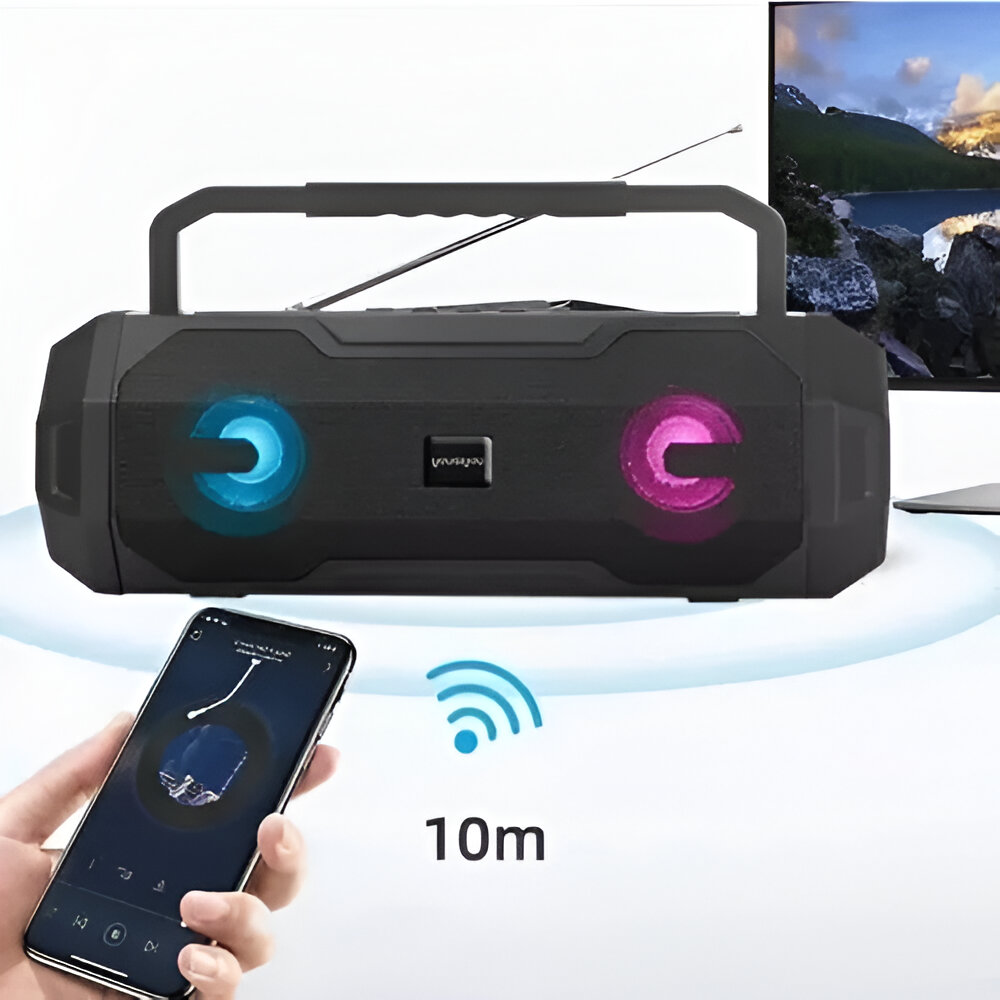 Boxa Portabila Bluetooth You Qi You YY-804, Wireless si Wired, Baterie 1200mAh, Radio FM, Slot Card TF, Conector 3.5mm, Lanterna LED, Negru