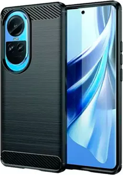 Защитный чехол из TPU для OPPO Reno 10, гибкий матовый черный кейс с эффектом шлифованного металла и акцентами из углеродного волокна, противоударный