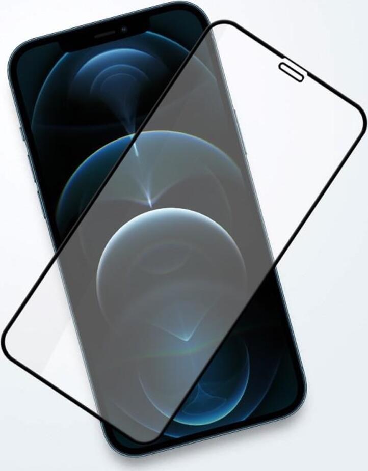 Helmet Diamond Glass 5D Tempered Glass Screen Protector for iPhone 12 and iPhone 12 Pro, Black, Scratch and Shock Resistant, Bubble-Free Installation