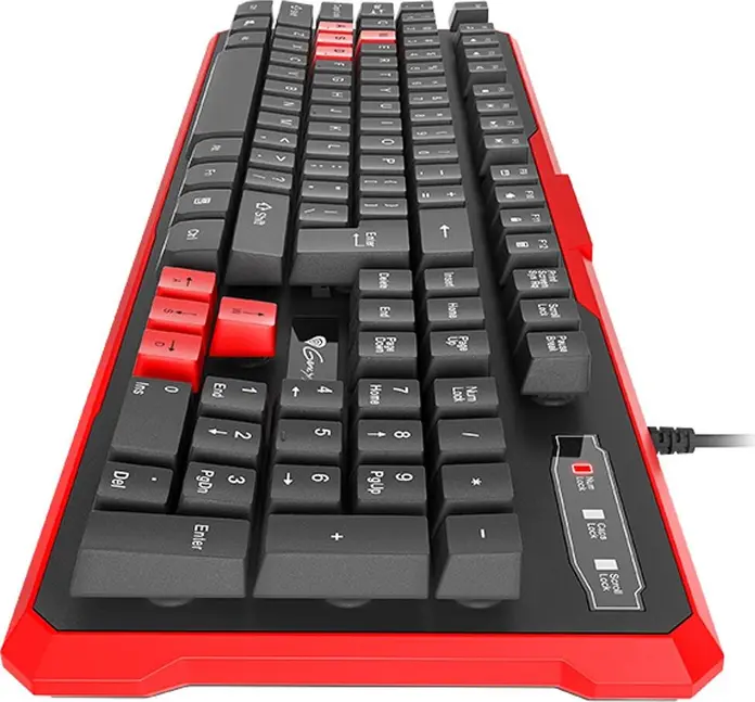 Genesis Rhod 110 NKG-0939 Membrane Gaming Keyboard, RU Layout, 104 Keys, 19-Key Anti-ghosting, 12 Multimedia Keys, Spill-resistant, Black and Red
