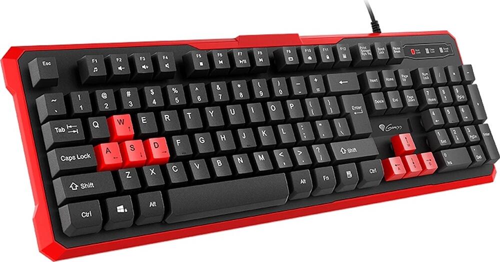 Genesis Rhod 110 NKG-0939 Membrane Gaming Keyboard, RU Layout, 104 Keys, 19-Key Anti-ghosting, 12 Multimedia Keys, Spill-resistant, Black and Red