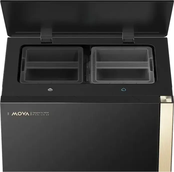 Robot Aspirator si Mop Mova Mobius 60, Suctie 30000 Pa, Baterie 6400 mAh, Navigatie FlexScope DToF, StepMaster 2.0, Negru, Set de 21 piese