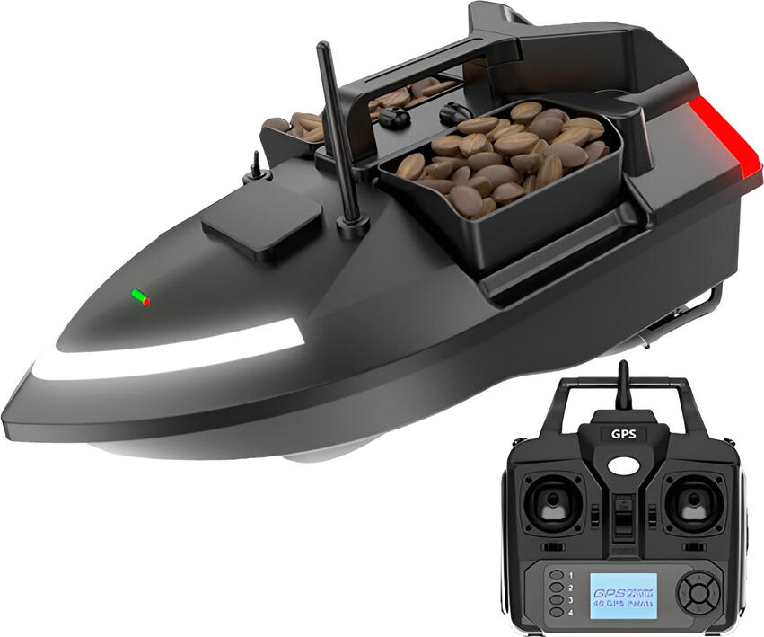 Лодка-прикормщик Flytec V020 с GPS, черный ABS-пластик, аккумулятор 12000 мАч, дальность 500 м, двойное спутниковое позиционирование, 3 отсека, емкость 2 кг
