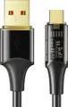 Кабель Mcdodo Amber Series CA-210 USB-A - Micro USB, Быстрая Зарядка 3A, 1.2м Нейлоновая Оплетка, Прозрачные Позолоченные Коннекторы, Черный
