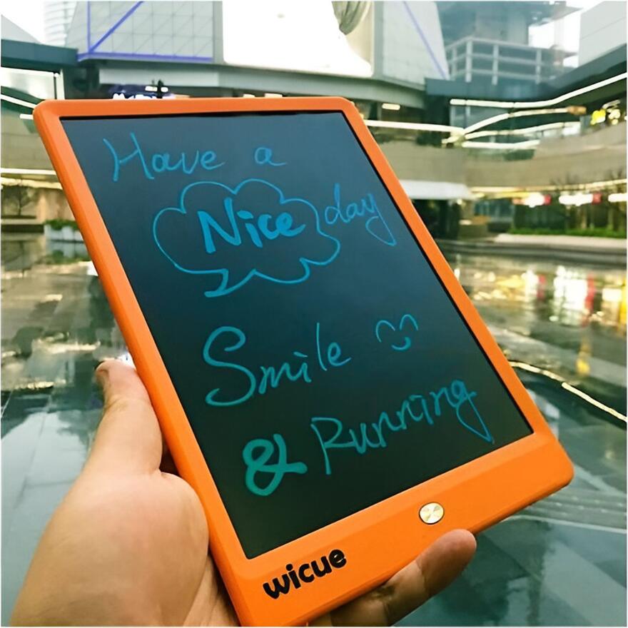 Wicue 10 inch LCD E-writing Tablet, ABS Material, Orange, One-click Erase, Eco-friendly Digital Note Pad with Stylus Pen for Kids Education and Sketching