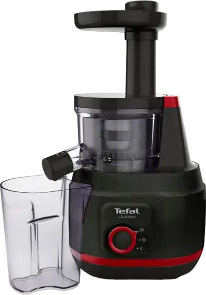 Sforator de fructe slow cold press Tefal Juiceo ZC150838, 150W, 80 RPM, Filtru Inox, Containere 0.8L, Sistem Anti-picurare, Negru