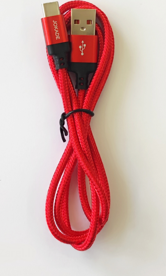 Jokade JA001 Junlian USB to Micro USB Braided Charging Cable, 5A Ultra-Fast Charge and Data Transfer, 1m, Red, Metal Housing Connectors