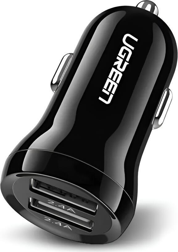Incarcator Auto UGREEN 24W 4.8A cu Dual USB Type-A, 12V/24V Incarcare Rapida pentru iPhone, Android, Tablete, Negru