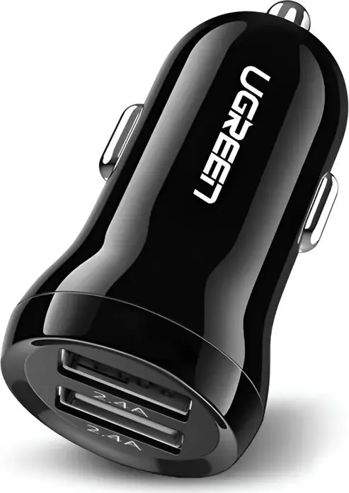Incarcator Auto UGREEN 24W 4.8A cu Dual USB Type-A, 12V/24V Incarcare Rapida pentru iPhone, Android, Tablete, Negru