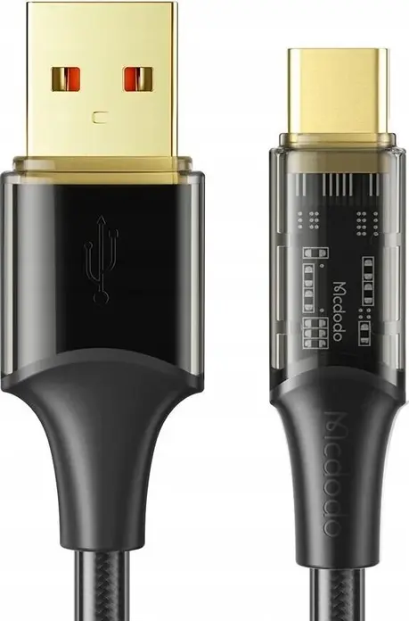 Cablu de incarcare rapida Mcdodo Amber USB la Type-C, 100W 6A, 1.8m Impletit, Conectori Plati cu Aur, Cip Inteligent MSC, Negru