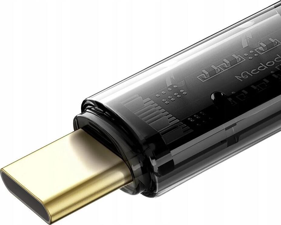 Cablu de incarcare rapida Mcdodo Amber USB la Type-C, 100W 6A, 1.8m Impletit, Conectori Plati cu Aur, Cip Inteligent MSC, Negru
