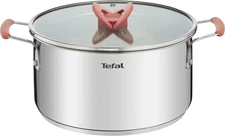 Tefal Opti'Space Stainless Steel Cookware Set of 6 Pieces, Induction Compatible, Stackable Pots with Glass Lids, Thermo-Fusion Technology