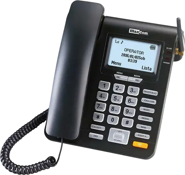 Telefon Fix GSM MaxCom MM28DHS Seria Comfort, Dual Band 900/1800 MHz, Ecran LCD Monocrom, Taste Mari Iluminate, Speakerphone, Negru