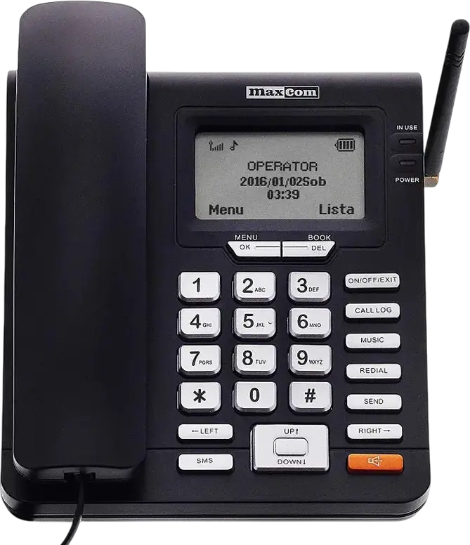 Telefon Fix GSM MaxCom MM28DHS Seria Comfort, Dual Band 900/1800 MHz, Ecran LCD Monocrom, Taste Mari Iluminate, Speakerphone, Negru