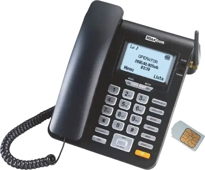 Telefon Fix GSM MaxCom MM28DHS Seria Comfort, Dual Band 900/1800 MHz, Ecran LCD Monocrom, Taste Mari Iluminate, Speakerphone, Negru