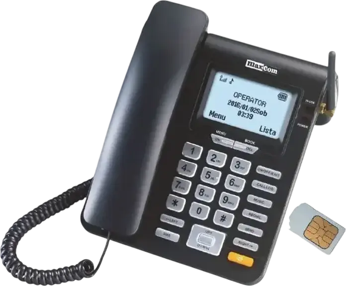 Telefon Fix GSM MaxCom MM28DHS Seria Comfort, Dual Band 900/1800 MHz, Ecran LCD Monocrom, Taste Mari Iluminate, Speakerphone, Negru