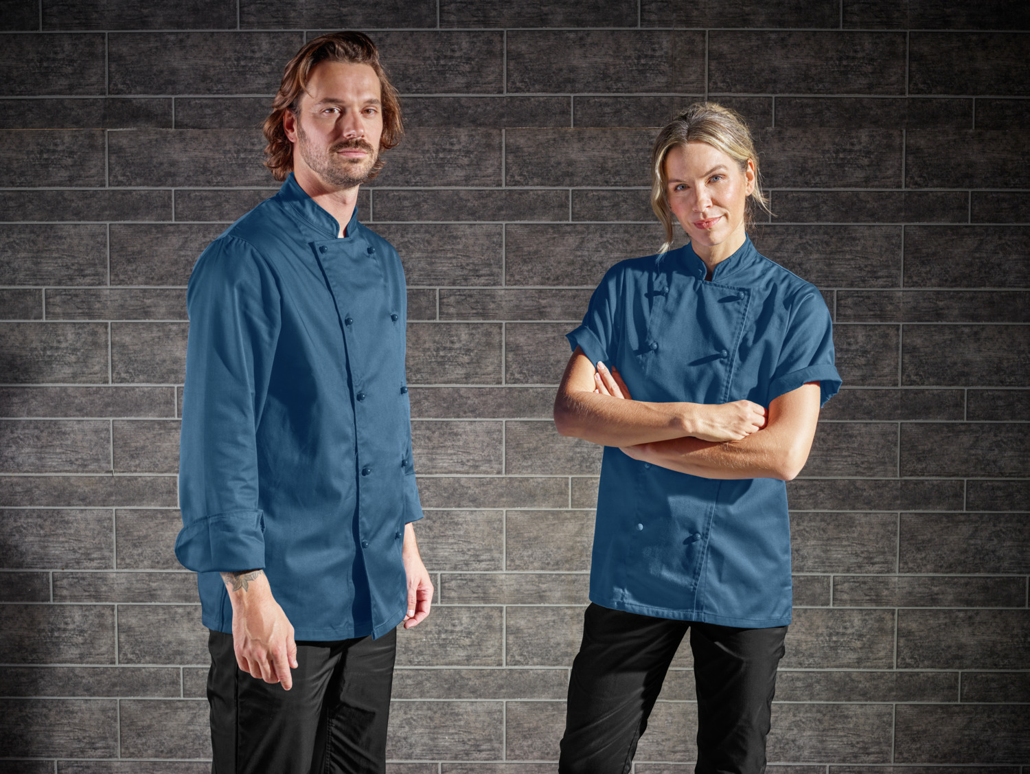 Pulsiva Paolo Men's Chef Jacket, Long Sleeve, 65% Polyester 35% Cotton, 200 g/m², Two-Rowed 5-Button Closure, Low-Crease Durable Fabric, Size 50