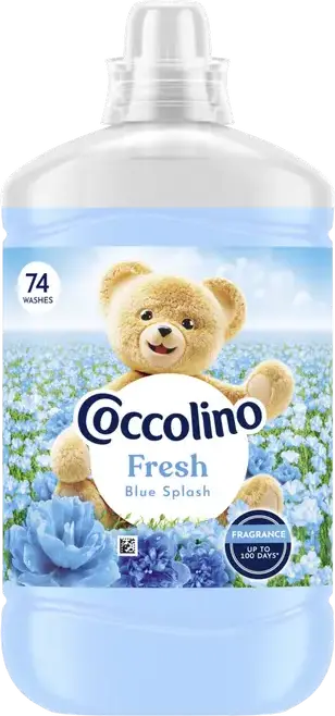 Coccolino Fresh Blue Splash Concentrated Fabric Softener 1702ml, 74 Washes, Long Lasting Fragrance up to 100 Days, Easy Ironing, Anti-Static