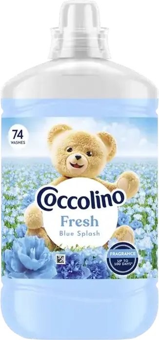 Coccolino Fresh Blue Splash Concentrated Fabric Softener 1702ml, 74 Washes, Long Lasting Fragrance up to 100 Days, Easy Ironing, Anti-Static