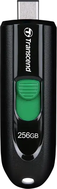 Transcend JetFlash 790C 256GB USB 3.2 Gen 1 Type-C Flash Drive, 90MB/s Read, 45MB/s Write, Capless Retractable Slider, Black