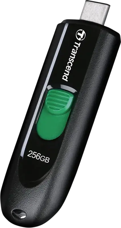 Transcend JetFlash 790C 256GB USB 3.2 Gen 1 Type-C Flash Drive, 90MB/s Read, 45MB/s Write, Capless Retractable Slider, Black