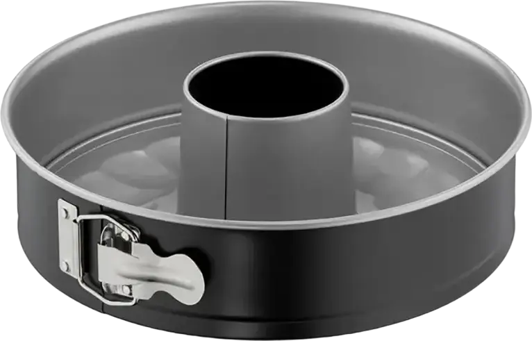 Set de 3 piese forme de copt Tefal Easybake J174S274 din otel carbon antiaderent, include tava rotunda cu bordura detaibila 26cm, baza Savarin si tava dreptunghiulara 26cm, gri
