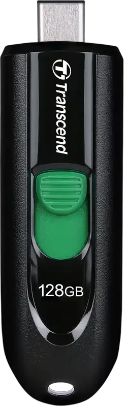 Transcend JetFlash 790C 128GB USB 3.2 Gen 1 Type-C Flash Drive, 5Gbps Transfer Speed, Capless Retractable Slider Design, Black