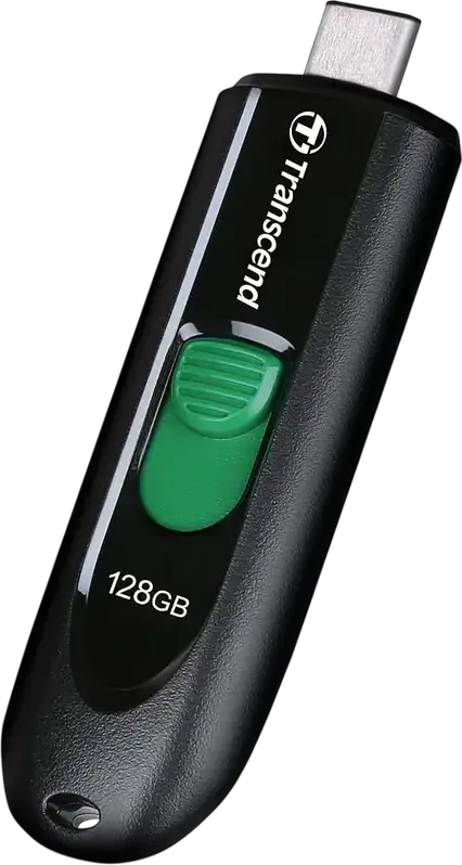 Transcend JetFlash 790C 128GB USB 3.2 Gen 1 Type-C Flash Drive, 5Gbps Transfer Speed, Capless Retractable Slider Design, Black