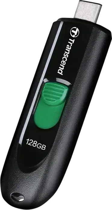Transcend JetFlash 790C 128GB USB 3.2 Gen 1 Type-C Flash Drive, 5Gbps Transfer Speed, Capless Retractable Slider Design, Black
