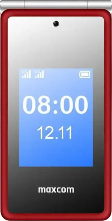 MaxCom MM835 Flip 4G DS Clamshell Phone, 3.5" IPS Display, Dual nano-SIM, 4G LTE, IP54 Waterproof, SOS Button, Red