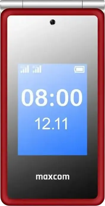 MaxCom MM835 Flip 4G DS Clamshell Phone, 3.5" IPS Display, Dual nano-SIM, 4G LTE, IP54 Waterproof, SOS Button, Red